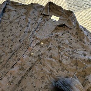 American Eagle Outfitters Black Embroidered Shirt